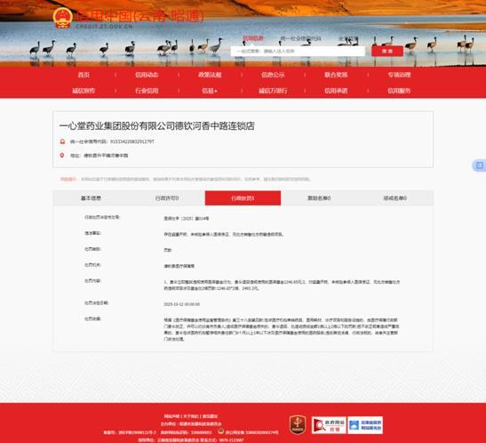 一心堂旗下藥店被行政處罰? 又因超量開藥