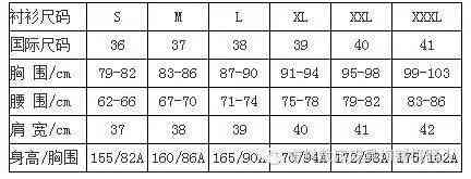 西裝褲子尺碼對(duì)照表
