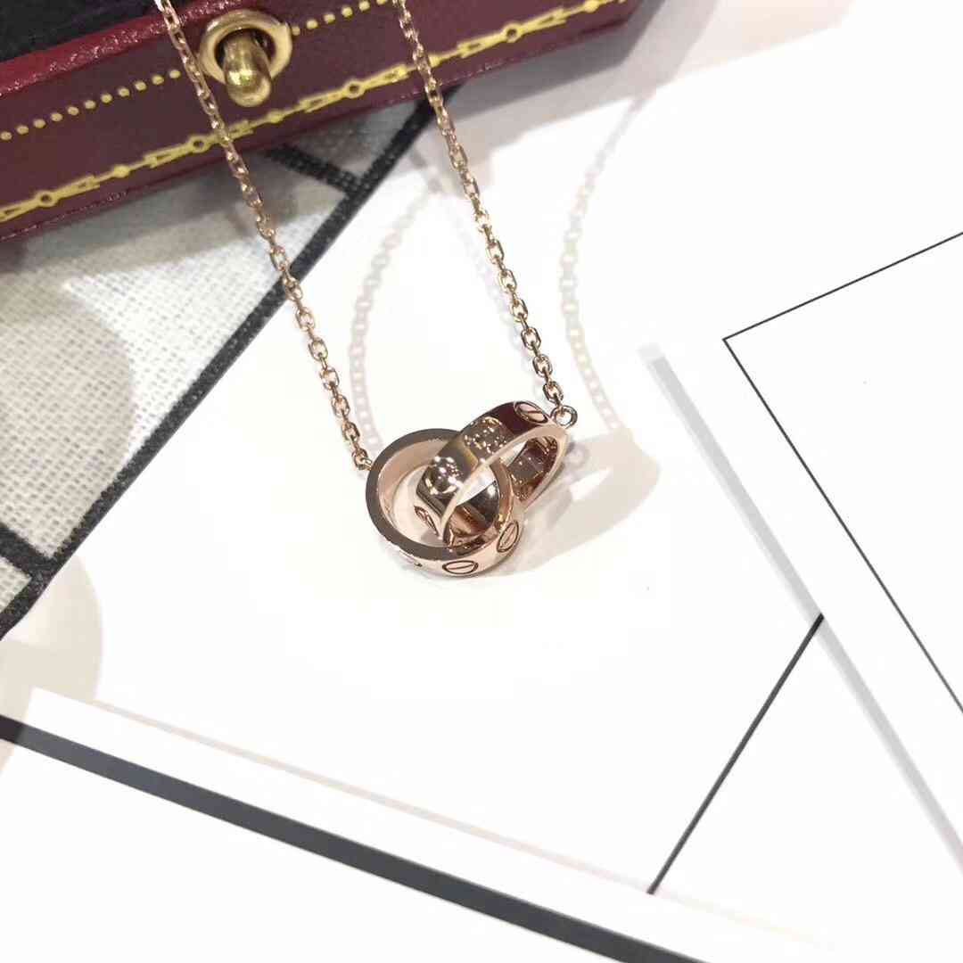 「定制款」卡地亞LOVE雙環(huán)無鉆項鏈緊緊相扣的螺絲雙環(huán)