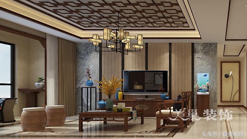 美巢山頂御景園188平裝修樣板間 當躍層洋房遇上中式擺件展示柜