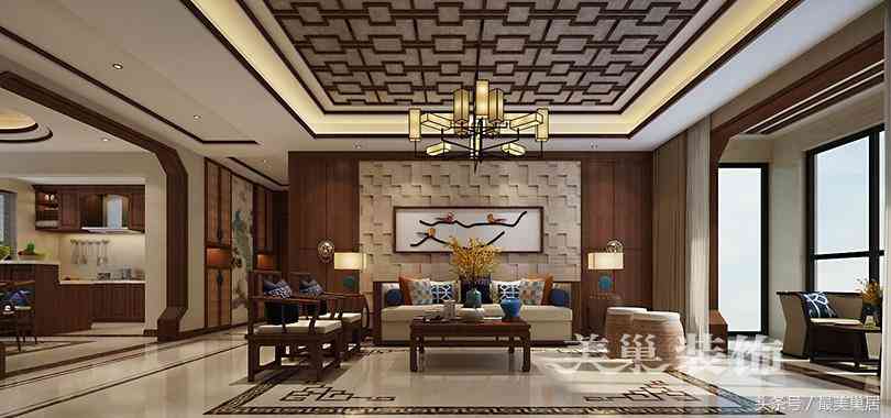 美巢山頂御景園188平裝修樣板間 當躍層洋房遇上中式擺件展示柜