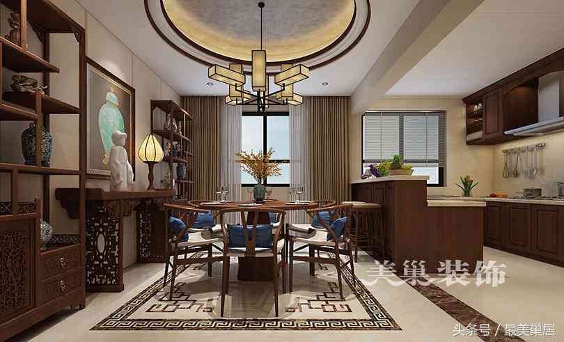 美巢山頂御景園188平裝修樣板間 當躍層洋房遇上中式擺件展示柜