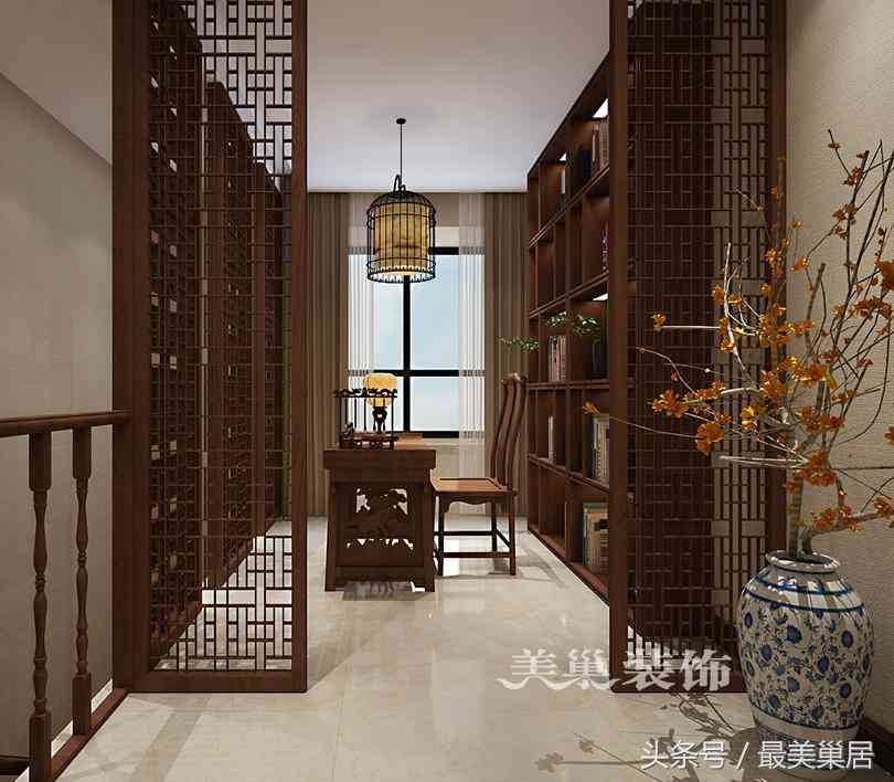 美巢山頂御景園188平裝修樣板間 當躍層洋房遇上中式擺件展示柜