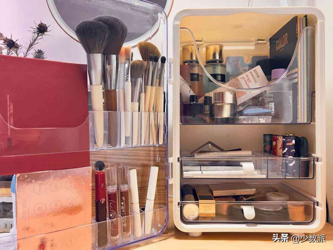 桌面化妝品收納原木色桌子(網(wǎng)紅木質(zhì)桌面整理化妝品收納盒)插圖10