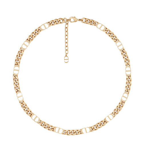 Dior/迪奧 22春夏新款CD ICON系列 男士金色飾面黃銅細(xì)鏈環(huán)CD拼接項鏈 N1638HOMMT_D300