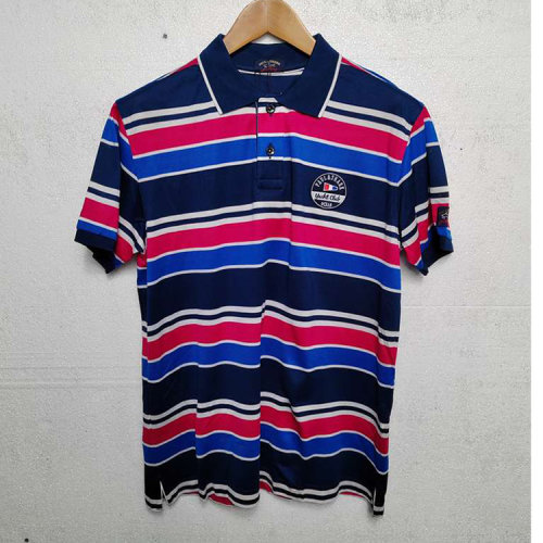 Paul&shark/鯊魚 藍(lán)紫橫條紋男士短POLO