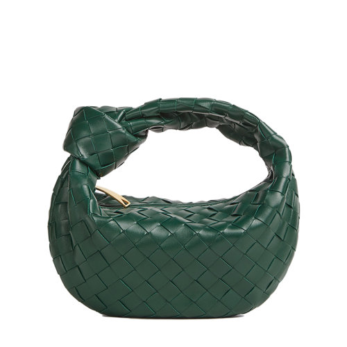Bottega Veneta/葆蝶家 21新款JODIE系列 女士綠色羊皮小牛皮Intrecciato編織系結(jié)手提單肩包651876VCPP53035