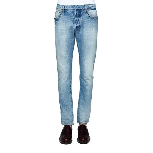  Valentino/華倫天奴 男士淡藍(lán)色棉質(zhì)牛仔褲 MV3DEC6J 2MU 518 PLFSX