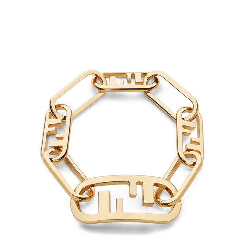 FENDI/芬迪  O’LOCK系列 金色金屬Fendi O'Lock鏤空圖案鎖扣手鏈8AH317B08F0CFK
