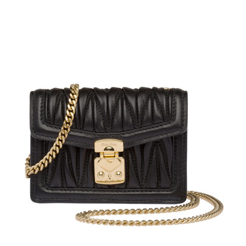 MiuMiu/繆繆 黑色 女士Matelassé軟羊革迷你手包 5TT123_N88_F0002