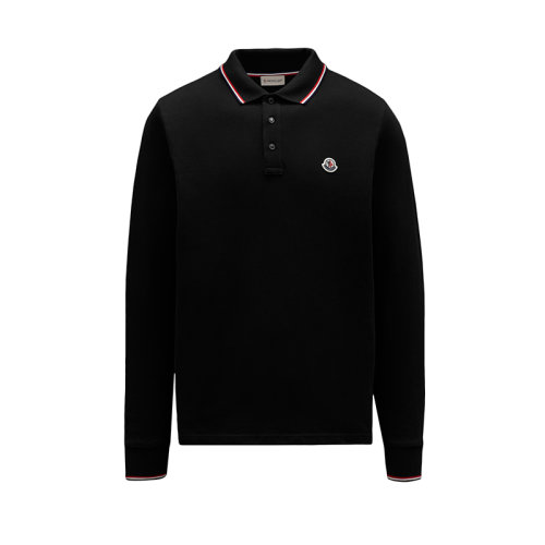 Moncler/蒙克萊 22年秋冬新款 男士黑色純棉徽標(biāo)貼片長(zhǎng)袖Polo衫H20918B7010084556999