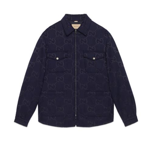  GUCCI古馳 22年秋冬 男士 超級雙G棉質(zhì)帆布夾克 694139 ZAIDI 4596