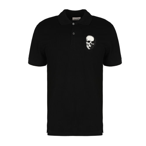 Alexander McQueen/亞歷山大麥昆21春夏刺繡骷髏圖案短袖T恤男士短POLO衫650418QQX33