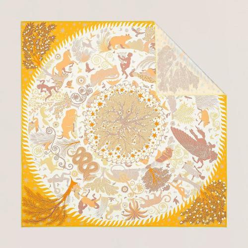  HERMES愛馬仕 22年秋冬 女士 圍巾 Carre 90 double face Sous le Charme d%26s;Orphee H903702S