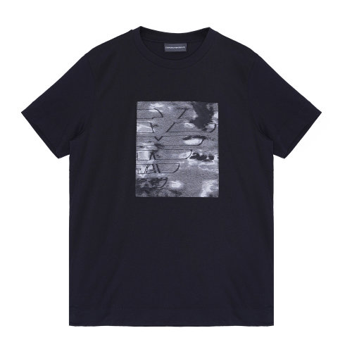 Emporio Armani 男士 黑色 水墨圖案印花短袖T恤 6H1TS9-1JDXZ-0999