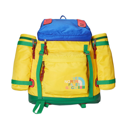 GUCCI/古馳 22新款北面聯(lián)名系列 男士黃色/綠色/藍(lán)色尼龍主題系列印花雙肩背包6502942BGBN7261