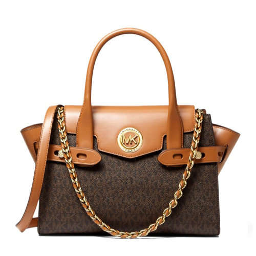 Michael Kors/邁克·科爾斯 女士單肩帆布手提包 30S0GNMS1B-BRNBRTRED