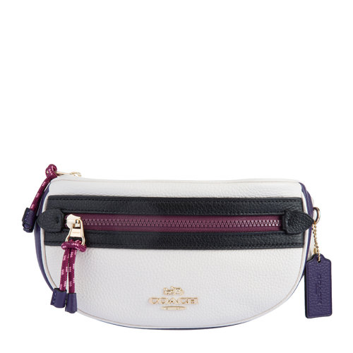 COACH/蔻馳 女士拼接牛皮LOGO標(biāo)識拉鏈腰包 F84230多色可選