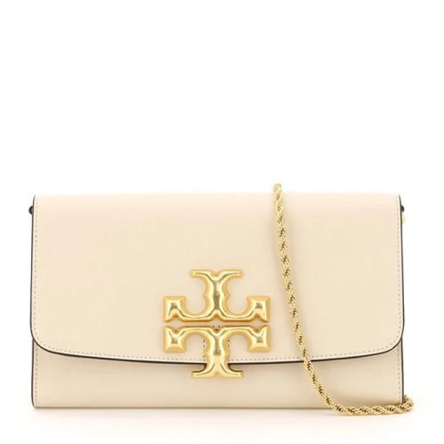 Tory Burch/湯麗柏琦 女士乳白色小牛皮經(jīng)典雙T金屬徽標(biāo)裝飾單肩包斜挎包鏈條包女包 73578-122N