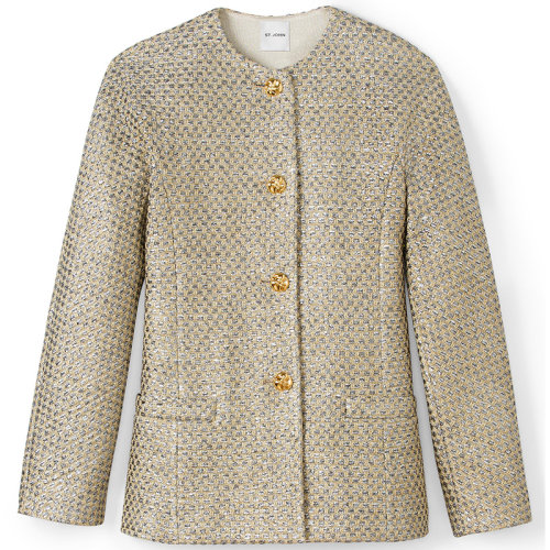 【21春夏新款】St. John/盛薔 金銀絲密鑲針織女士夾克K6230N2