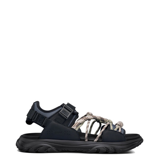 DIOR/迪奧 22年春夏新款 H-TOWN系列 男士黑色/灰色科技面料拼棕色磨砂牛皮革涼鞋3SA108ZPN_H961