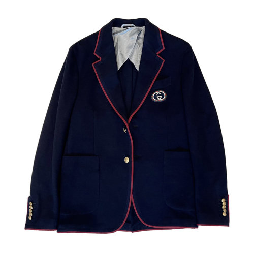 Gucci古馳  女士新款西裝 深藍(lán)色 雙G徽章logo