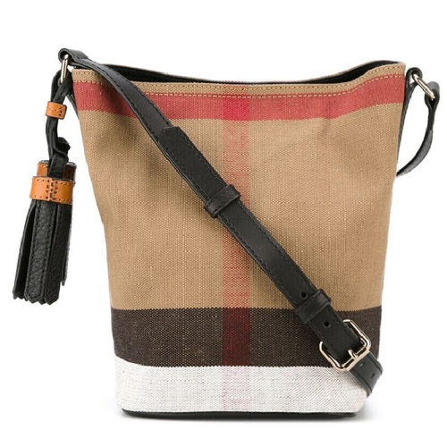 BURBERRY/博柏利  女士 經(jīng)典格紋帆布小號(hào) 母子包單肩包水桶包
