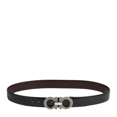 Salvatore Ferragamo/菲拉格慕 男士天然粒紋牛皮閃亮炮銅色雙色Gancini扣飾雙面可用皮帶腰帶 67-9494-645904