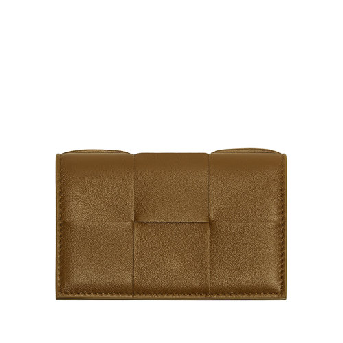 Bottega Veneta/葆蝶家 22春夏新款 女士橡果色Intreccio編織皮革卡包名片夾651396VCQC47745