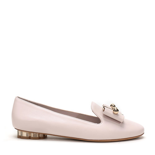 Salvatore Ferragamo/菲拉格慕 女士SARNO PEAR系列牛皮革花卉造型鞋跟船鞋 0709127