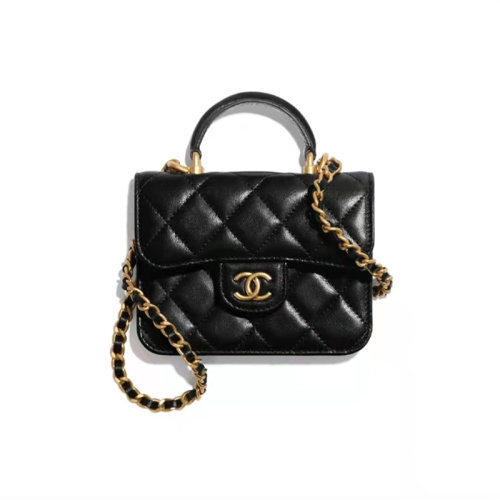 CHANEL/香奈兒 21秋季秀款 高級手工坊系列 mini手柄鏈條包卡包 翻蓋口蓋零錢包 AP2200 B05810 94305