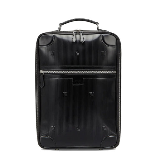 FENDI/芬迪   男士黑色小牛皮雙拉鏈?zhǔn)痔犭p肩旅行包7VZ062AG0RF0GXN