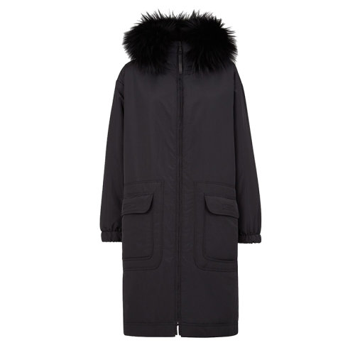 FENDI/芬迪      黑色尼龍立領(lǐng)雙面派克大衣羽絨服FAN053AGMXF13IZ