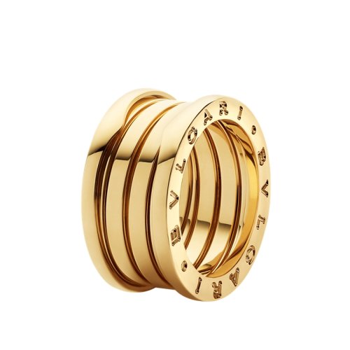 BVLGARI/寶格麗 B.zero1系列18K金黃金 寬版彈簧戒指  323540