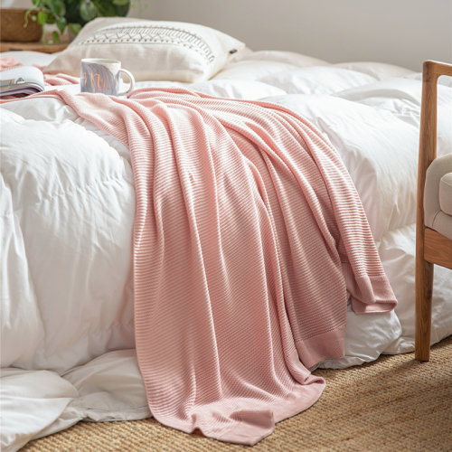 Fantti/芬緹 床上用品竹纖維純色歐式針織毯單雙人毛毯披毯（130*160cm）-桑德拉