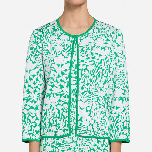 St.John/盛薔綠色花卉提花女士夾克K6101K1