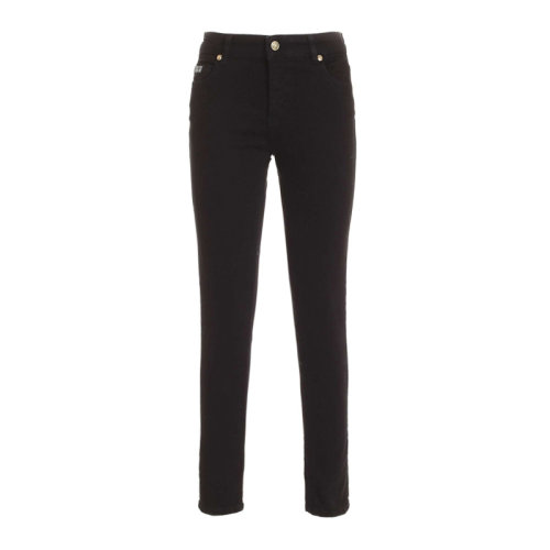 VERSACE JEANS/范思哲牛仔 女士黑色棉質(zhì)混紡氨綸經(jīng)典字母徽標刺繡裝飾五口袋休閑褲牛仔褲長褲女褲 A1HZA0K4-60366-899