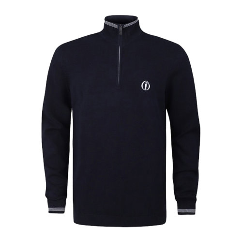 Hugo Boss 雨果博斯 男士 服裝  立領(lǐng)藍(lán)色棉質(zhì)長(zhǎng)袖POLO衫 男士長(zhǎng)POLO