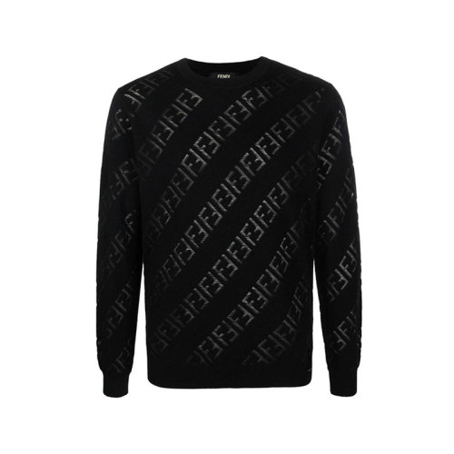 FENDI/芬迪 男士針織衫/毛衣 男士羊毛圓領(lǐng)長(zhǎng)袖針織衫羊毛衫FF圖案 FZY111 AH3B