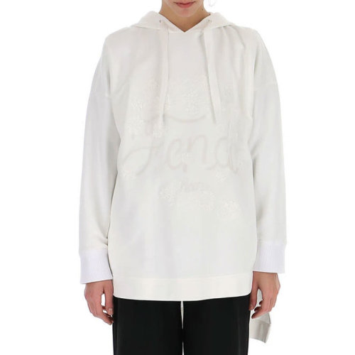 FENDI/芬迪 女裝 品牌字母logo印花 女士白色時尚棉質(zhì)連帽秋冬衛(wèi)衣 FS6972-A1VQ-F0ZNM