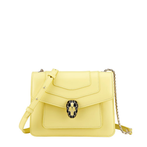 BVLGARI/寶格麗 22春夏新款SERPENTI FOREVER系列 女士小號(hào)黃色小牛皮蛇頭扣斜挎單肩包291500