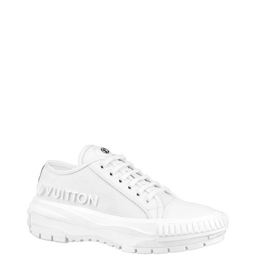 Louis Vuitton/路易威登 22年早春新款 LV SQUAD系列 女士白色網(wǎng)布和小牛皮厚底運(yùn)動(dòng)鞋帆布鞋1A9RON