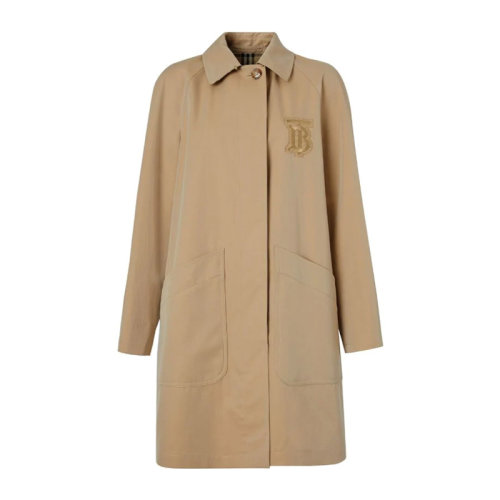 BURBERRY 博柏利 巴寶莉 女士 服裝  卡其色翻領(lǐng)口袋棉質(zhì)大衣外套 女士大衣
