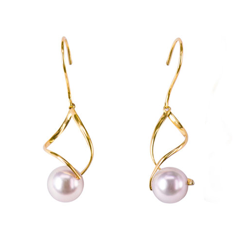 zhuella/珠艾樂 DNA愛情基因系列 日本akoya海水珠18k金DNA造型耳環(huán)