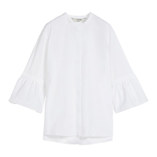 MaxMara/麥絲瑪拉 22年秋冬新款 CURVONE系列 女士白色純棉小軍官領襯衫9116092906002