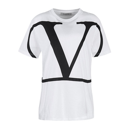 Valentino/華倫天奴  女裝 時尚百搭 圓領(lǐng) 女士白色棉質(zhì)短袖T恤 TB3MG01Z4Q6A01  HKY015C