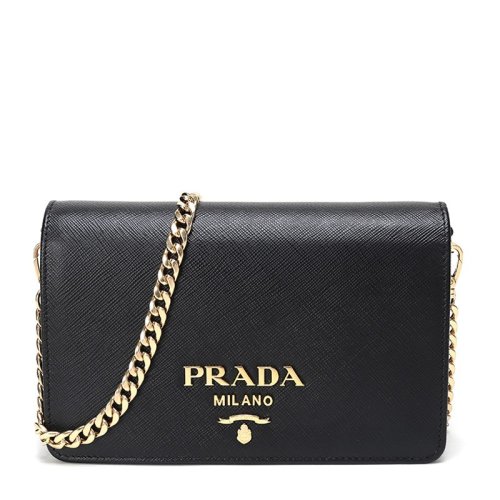 PRADA/普拉達  女士十字壓紋牛皮經(jīng)典LOGO皮革鏈條包單肩包斜挎包翻蓋包女包 多色可選