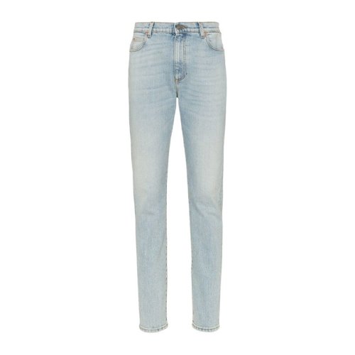 GUCCI 古馳  女裝 服飾 淺藍色棉質(zhì)直筒修身長褲女士牛仔褲