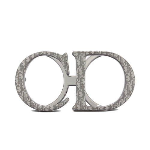 DIOR/迪奧 22年早春新款 男士銀色金屬覆層黃銅老花圖案CD腰帶扣35毫米4907RUMET_H07K