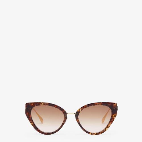  FENDI芬迪 22年春夏 女士 太陽眼鏡 FF雪茄棕_纖維材質金屬太陽鏡 FOL007OUBF1FV9